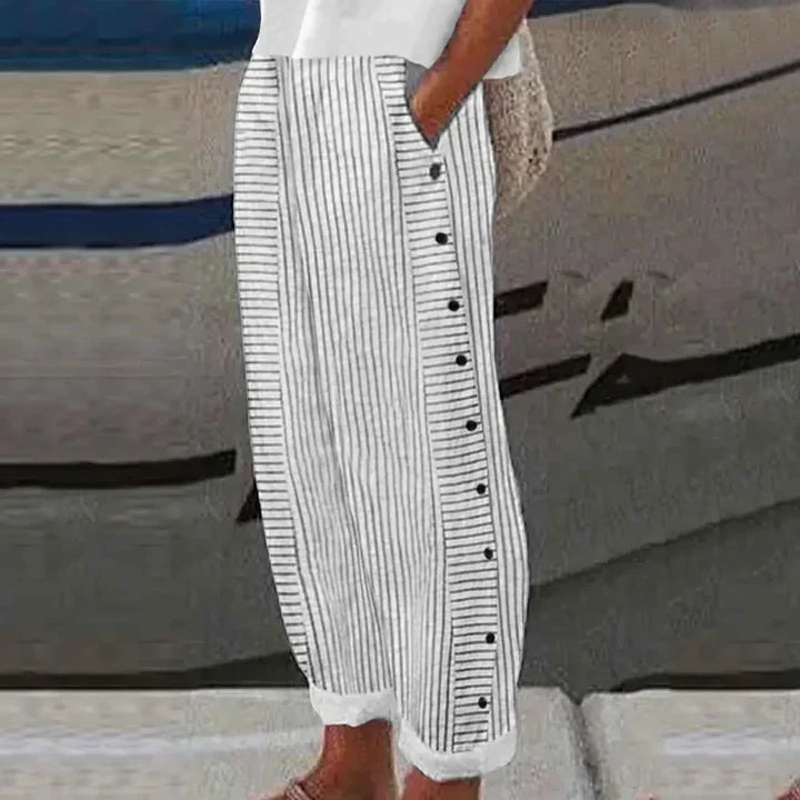 Inaya™ | Striped Button-Up Trousers