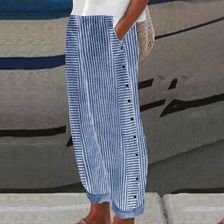 Inaya™ | Striped Button-Up Trousers