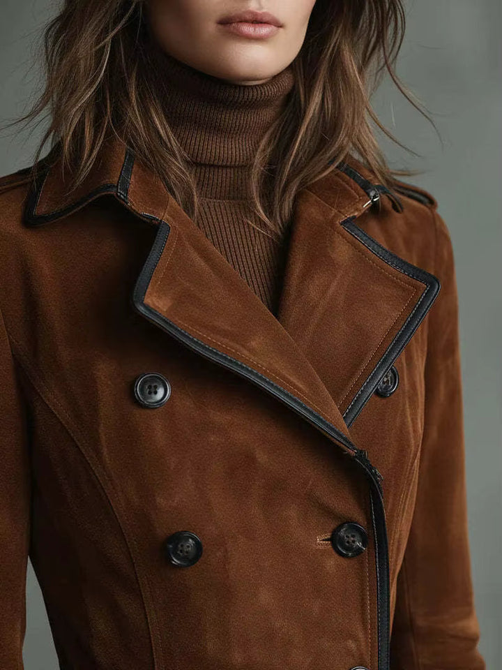 Kaila – Suede Leather Trench Coat