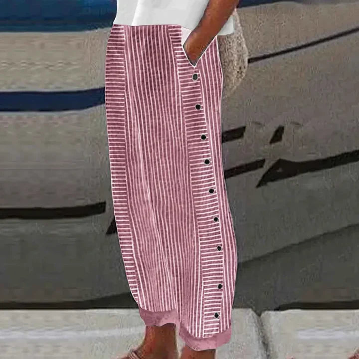 Inaya™ | Striped Button-Up Trousers