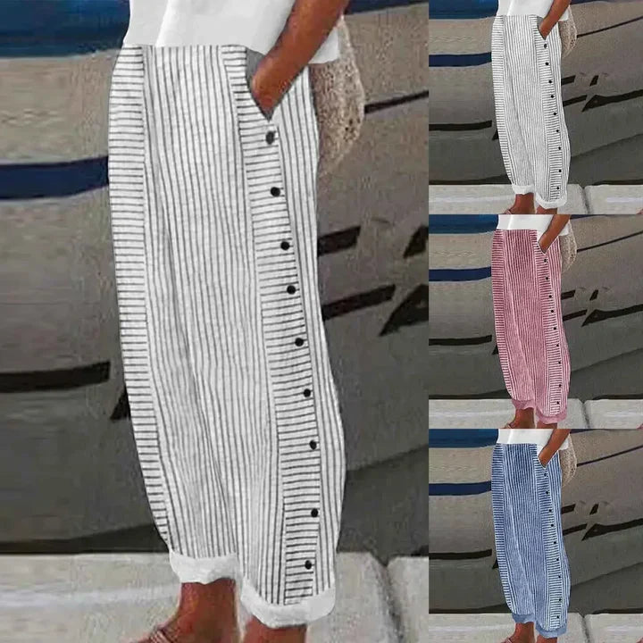 Inaya™ | Striped Button-Up Trousers