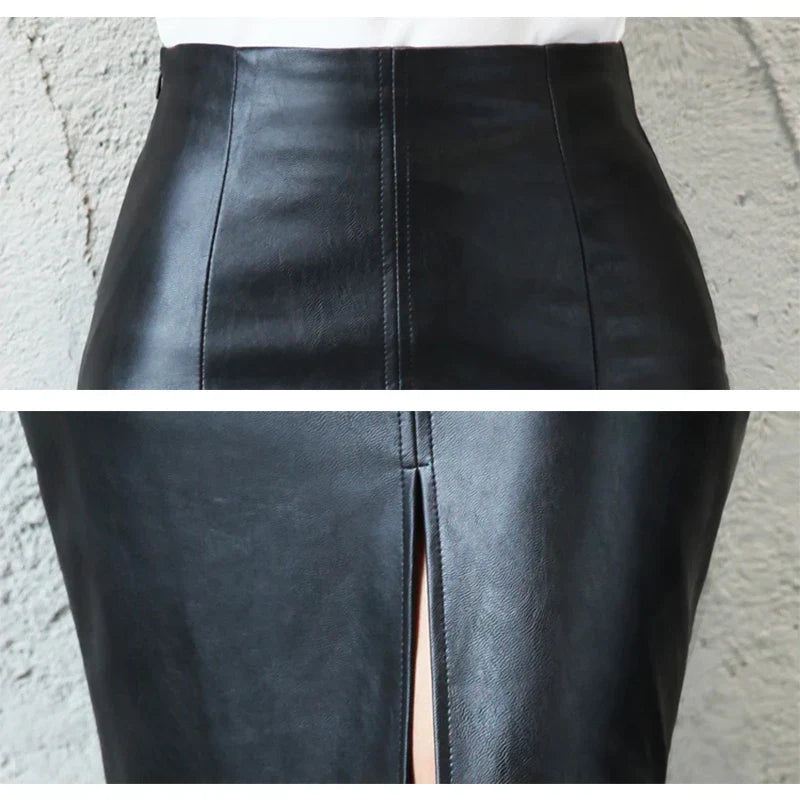Monique™ | Black Leather Pencil Skirt