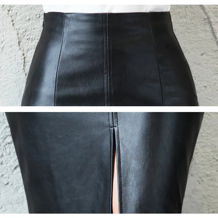 Monique™ | Black Leather Pencil Skirt