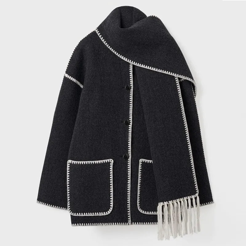 Zyra | Fringed Scarf Jacket