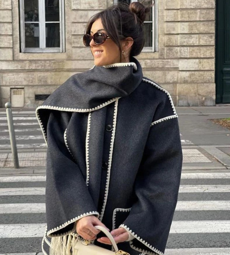 Zyra | Fringed Scarf Jacket