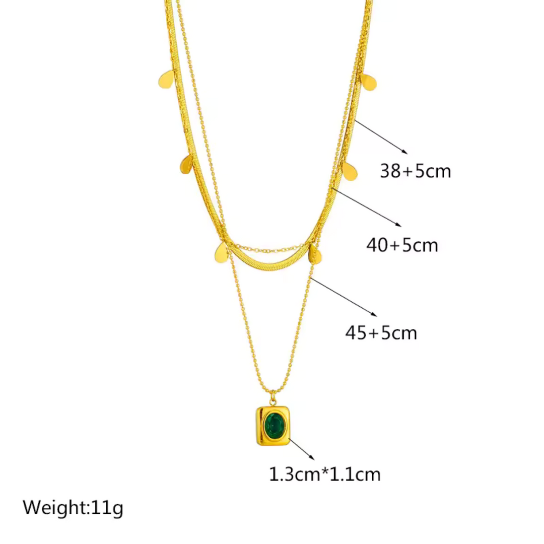 Farah™ | Layered Emerald Necklace