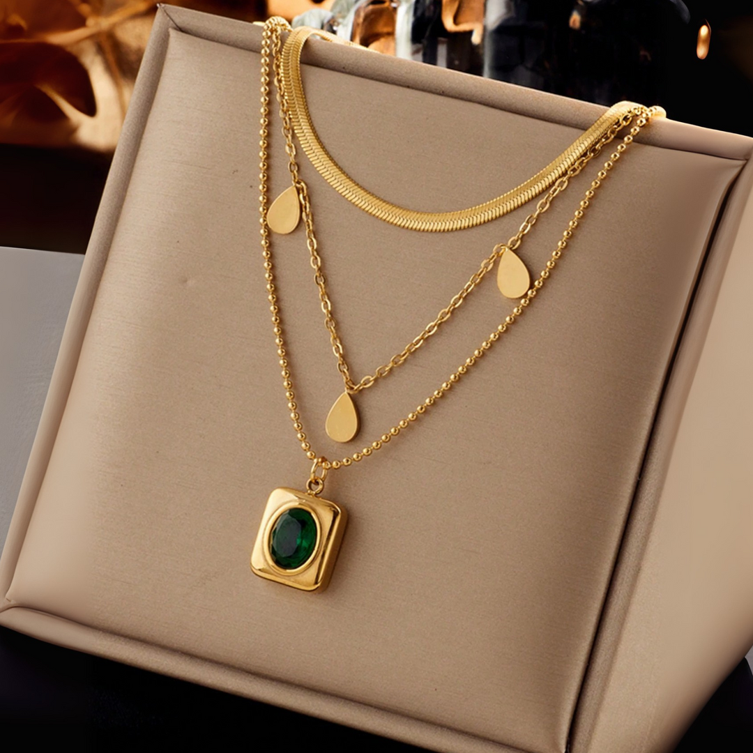 Farah™ | Layered Emerald Necklace