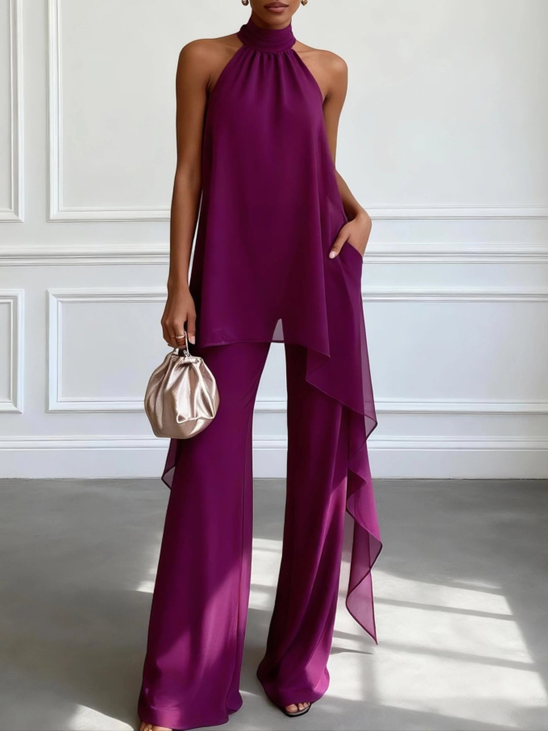 Josephine | Purple Halter Two-Piece Set