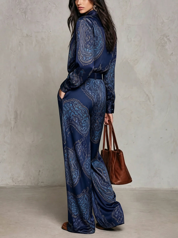Jessamira - Two-Piece Silk Ensemble with Paisley Pattern