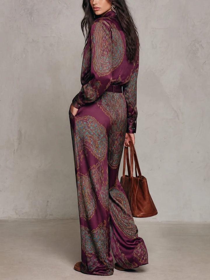 Jessamira - Two-Piece Silk Ensemble with Paisley Pattern