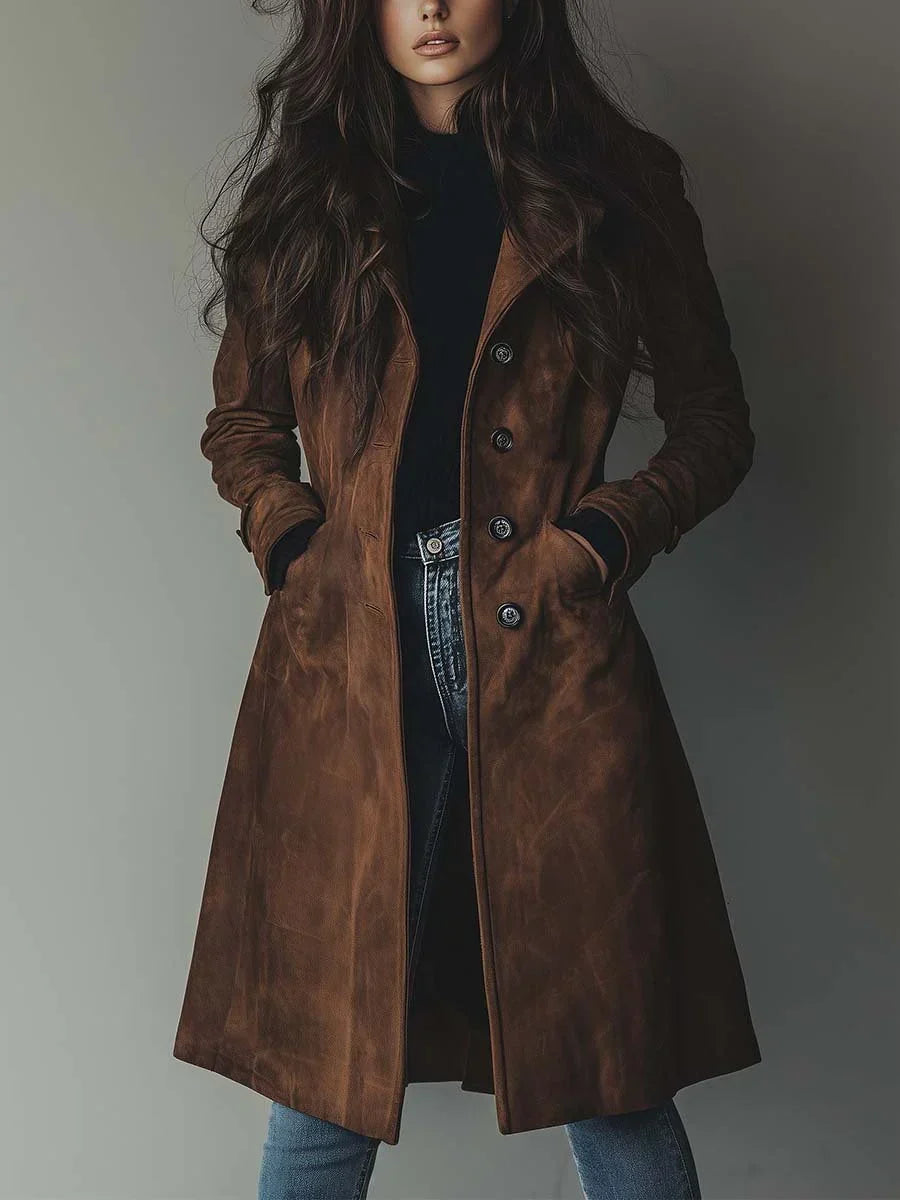 Sienna | Vintage Faux Suede Trench Coat