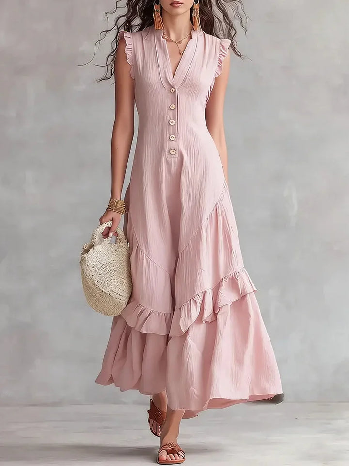 Linnea | Minimalist Lace Cotton-Linen Dress
