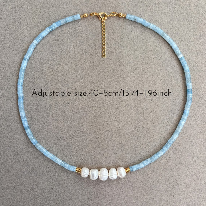 Yara™ | Aquamarine Turquoise and Pearl Necklace