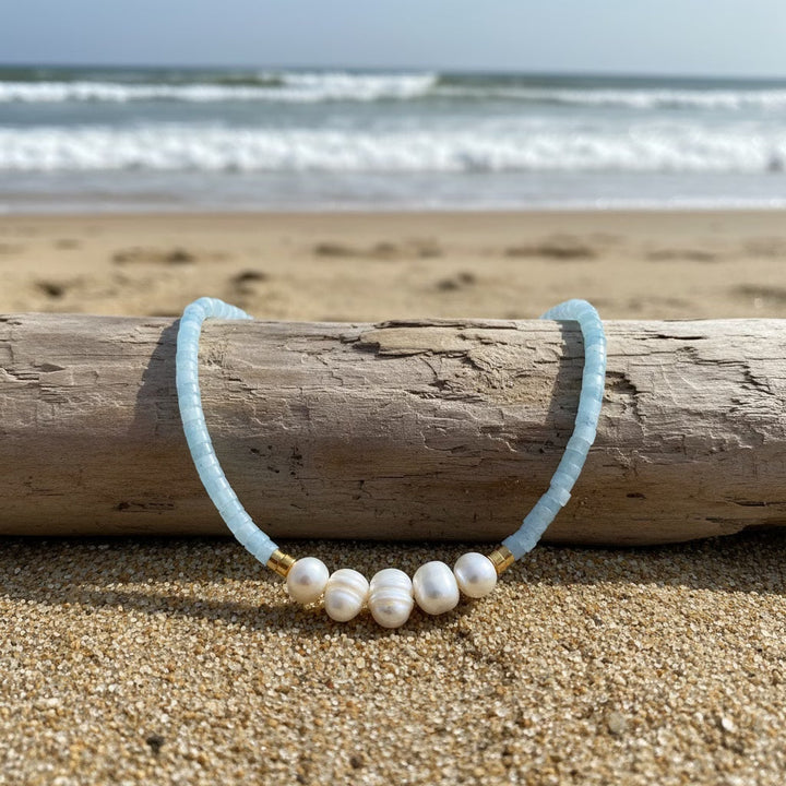 Yara™ | Aquamarine Turquoise and Pearl Necklace