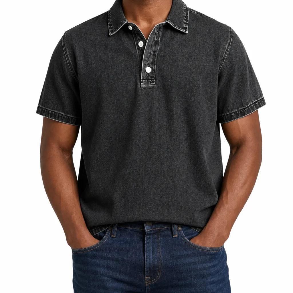 Aston™ | Men's Denim Dress Polo Shirt
