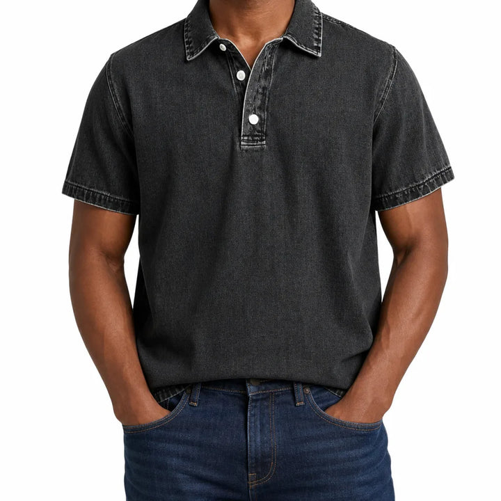 Aston™ | Men's Denim Dress Polo Shirt