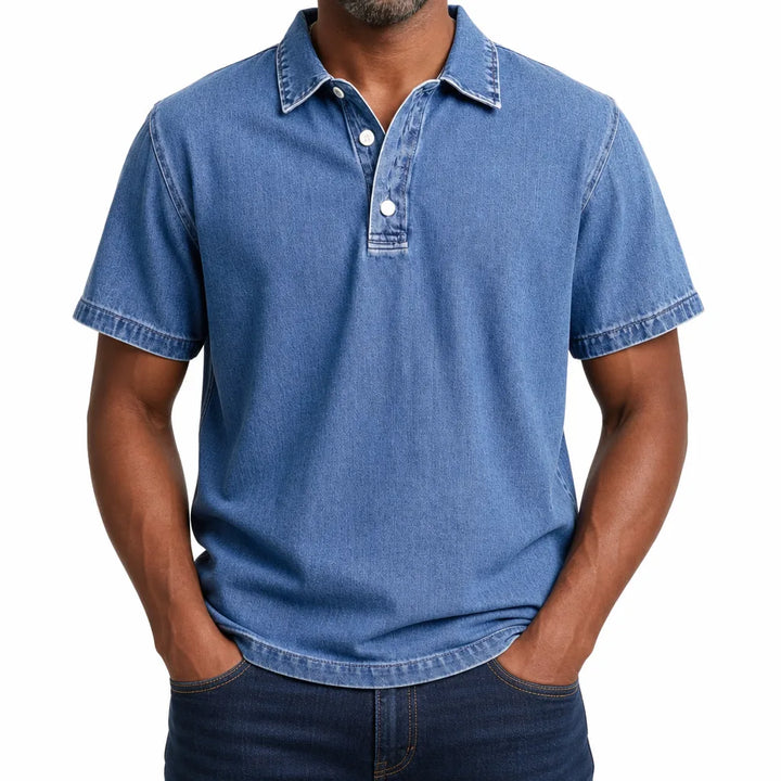 Aston™ | Men's Denim Dress Polo Shirt
