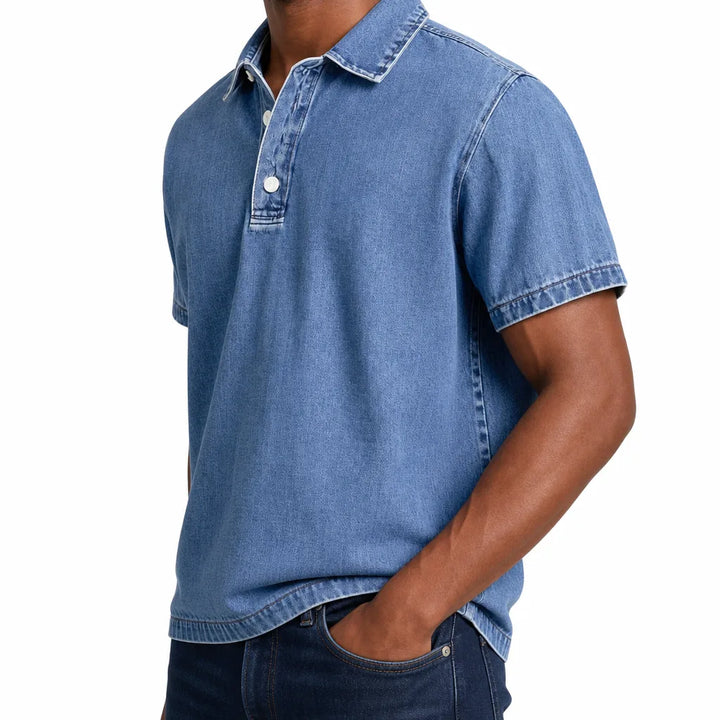Aston™ | Men's Denim Dress Polo Shirt