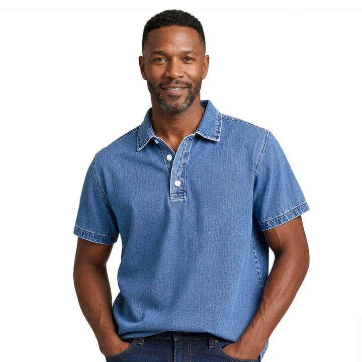 Aston™ | Men's Denim Dress Polo Shirt