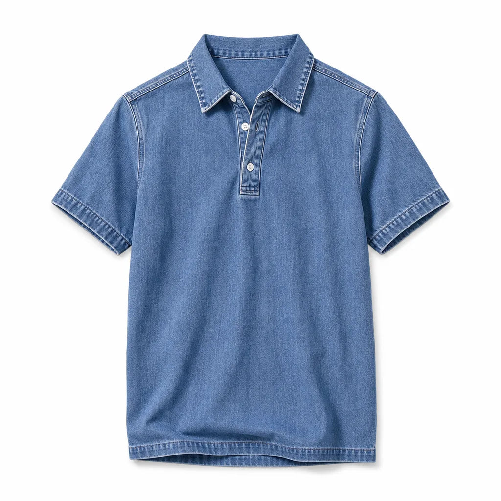 Aston™ | Men's Denim Dress Polo Shirt