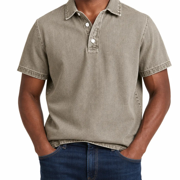 Aston™ | Men's Denim Dress Polo Shirt