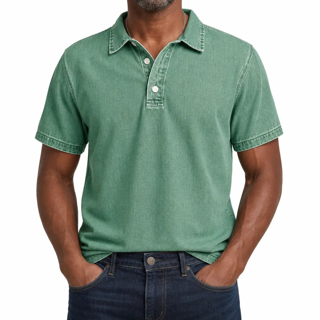 Aston™ | Men's Denim Dress Polo Shirt