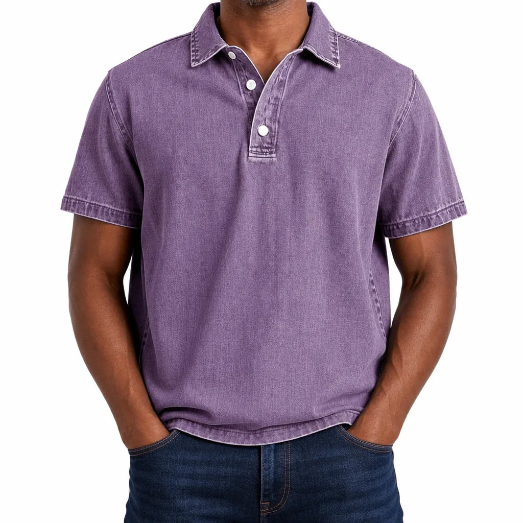 Aston™ | Men's Denim Dress Polo Shirt