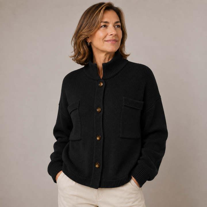 Augusta Stand Collar Button Cardigan