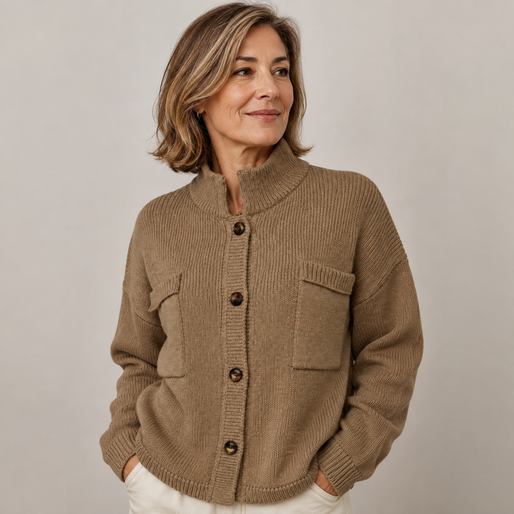 Augusta Stand Collar Button Cardigan