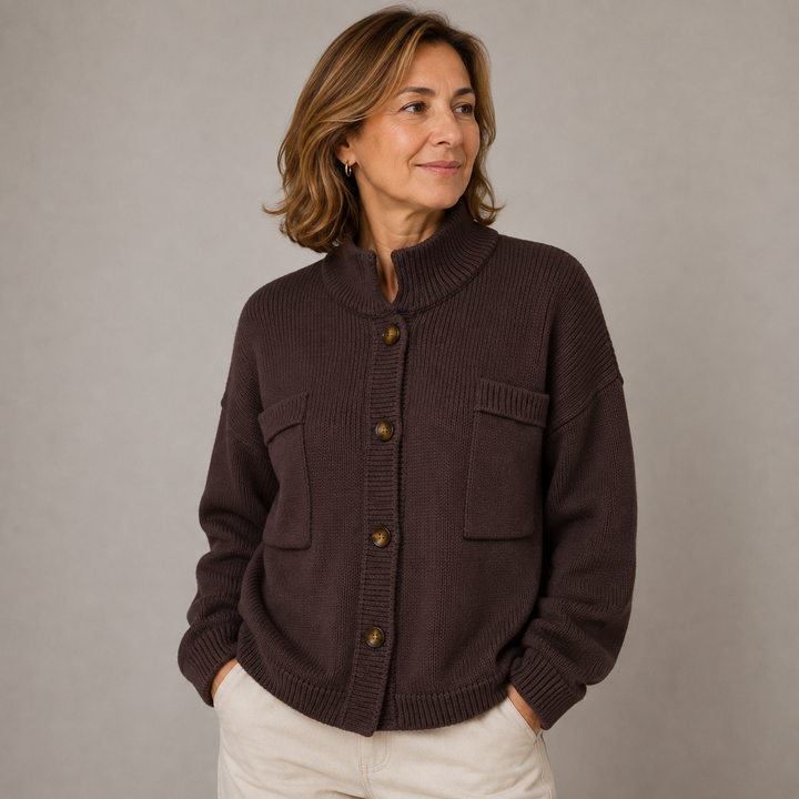 Augusta Stand Collar Button Cardigan