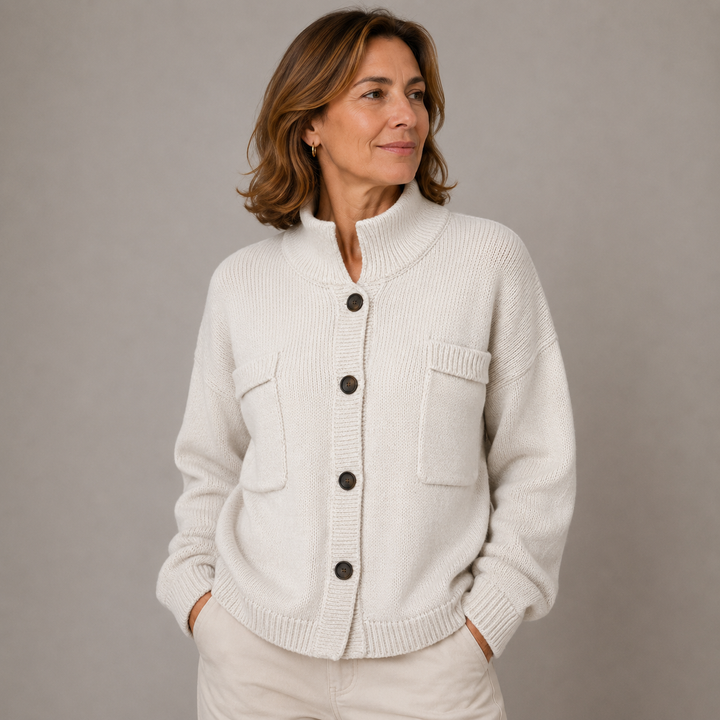 Augusta Stand Collar Button Cardigan