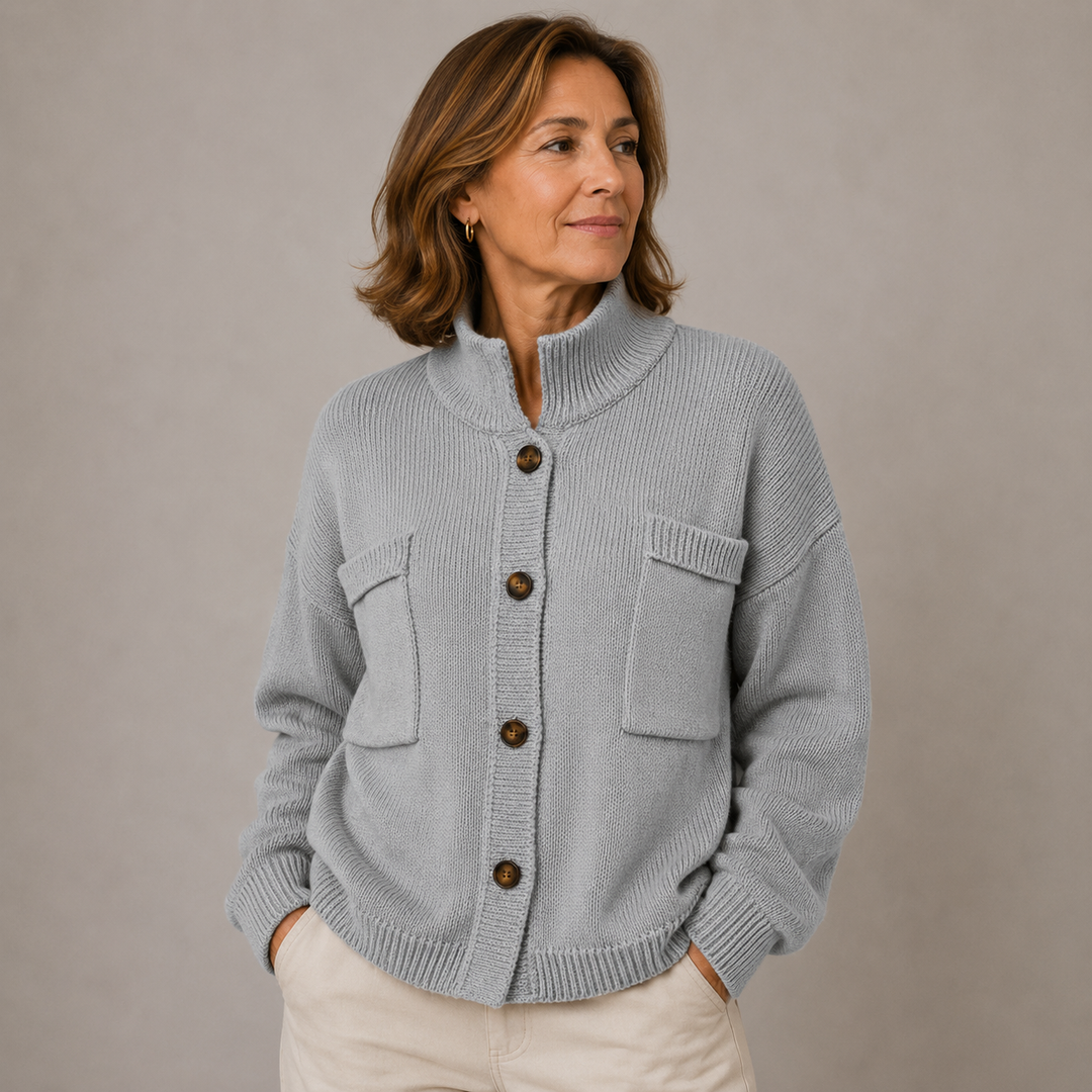 Augusta Stand Collar Button Cardigan