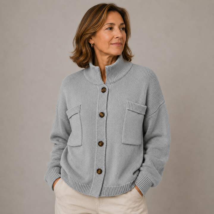 Augusta Stand Collar Button Cardigan
