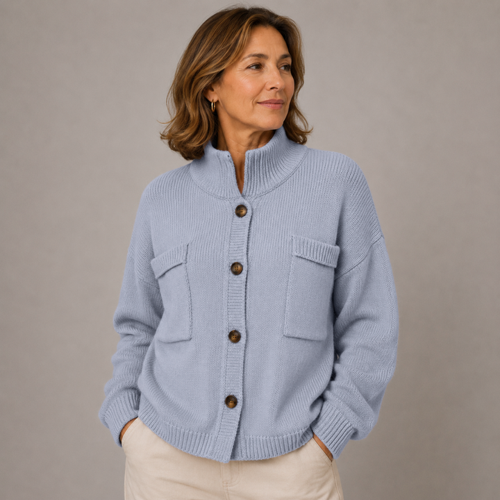 Augusta Stand Collar Button Cardigan