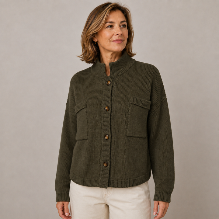 Augusta Stand Collar Button Cardigan
