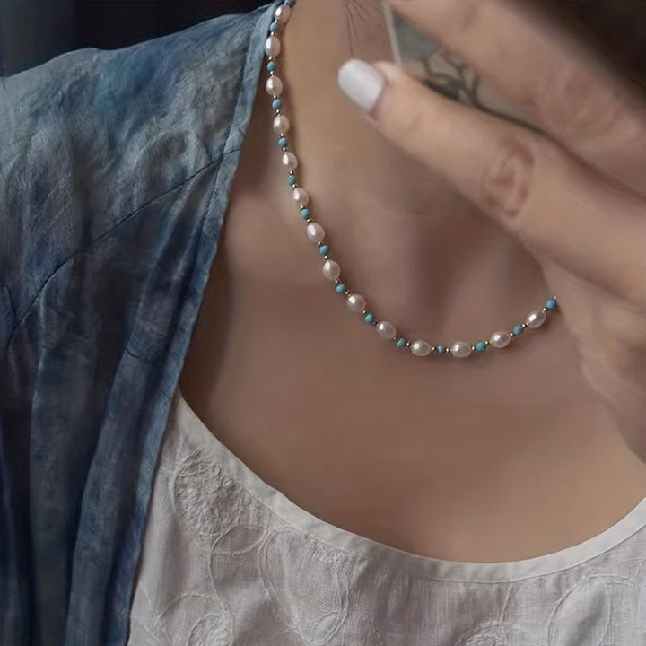 Willa™ | Pearl and Turquoise Beads Necklace