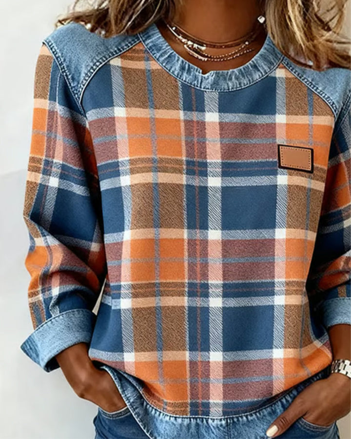 Anna | Check Patchwork Sweatshirt