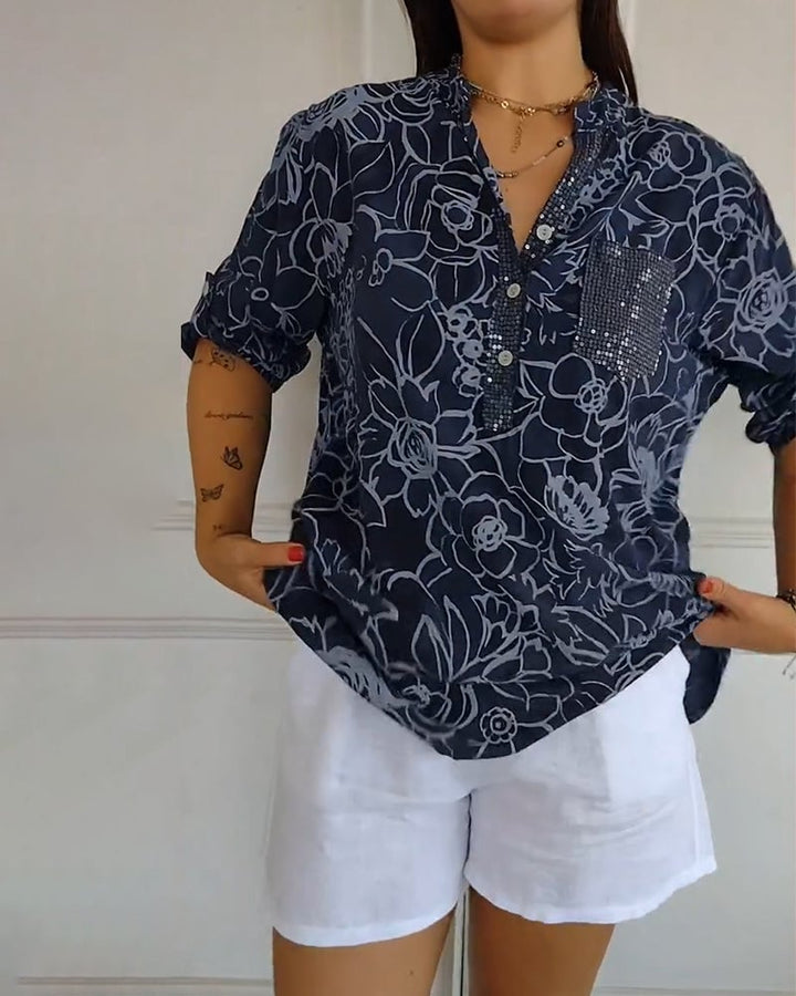 Margot | Printed V-Neck Blouse