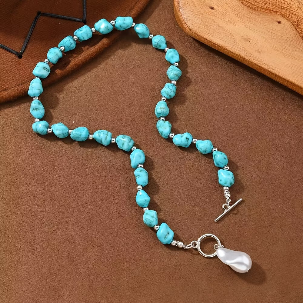 Uma™ | Turquoise and Pearl Silver Necklace