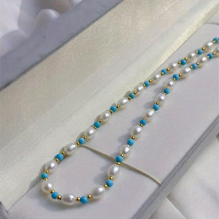 Willa™ | Pearl and Turquoise Beads Necklace