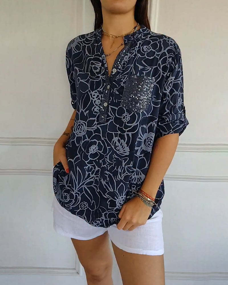 Margot | Printed V-Neck Blouse