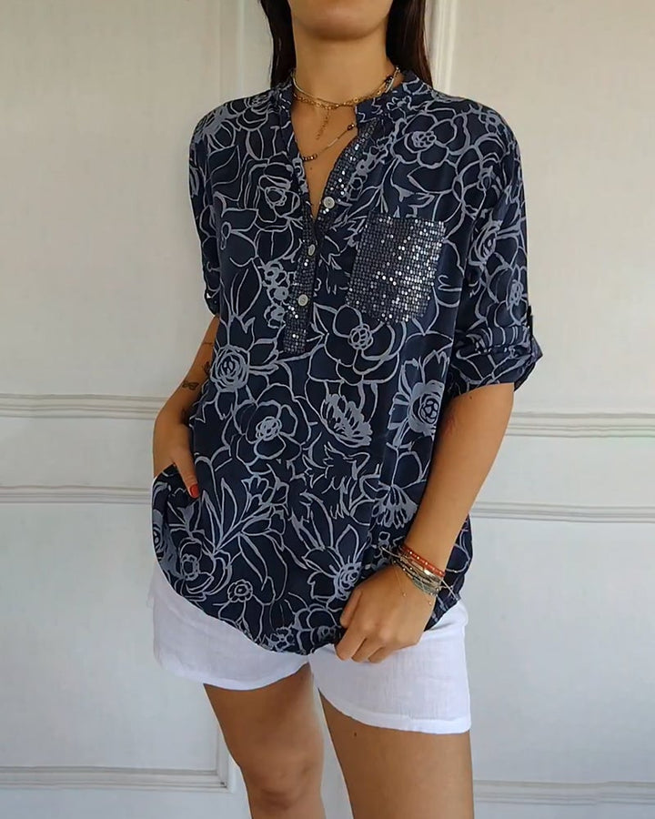 Margot | Printed V-Neck Blouse