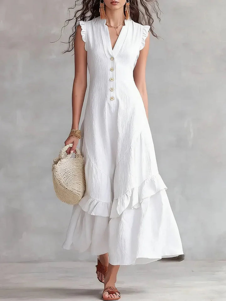 Linnea | Minimalist Lace Cotton-Linen Dress