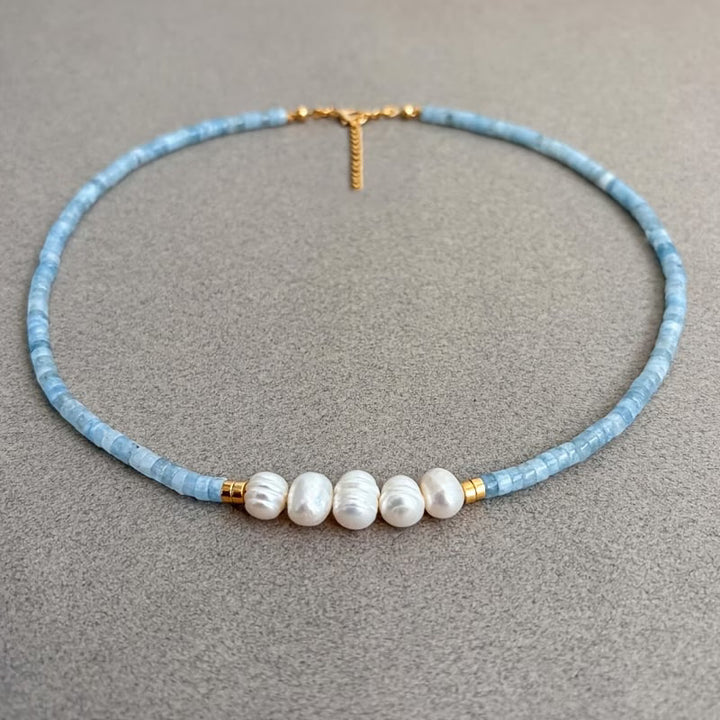 Yara™ | Aquamarine Turquoise and Pearl Necklace