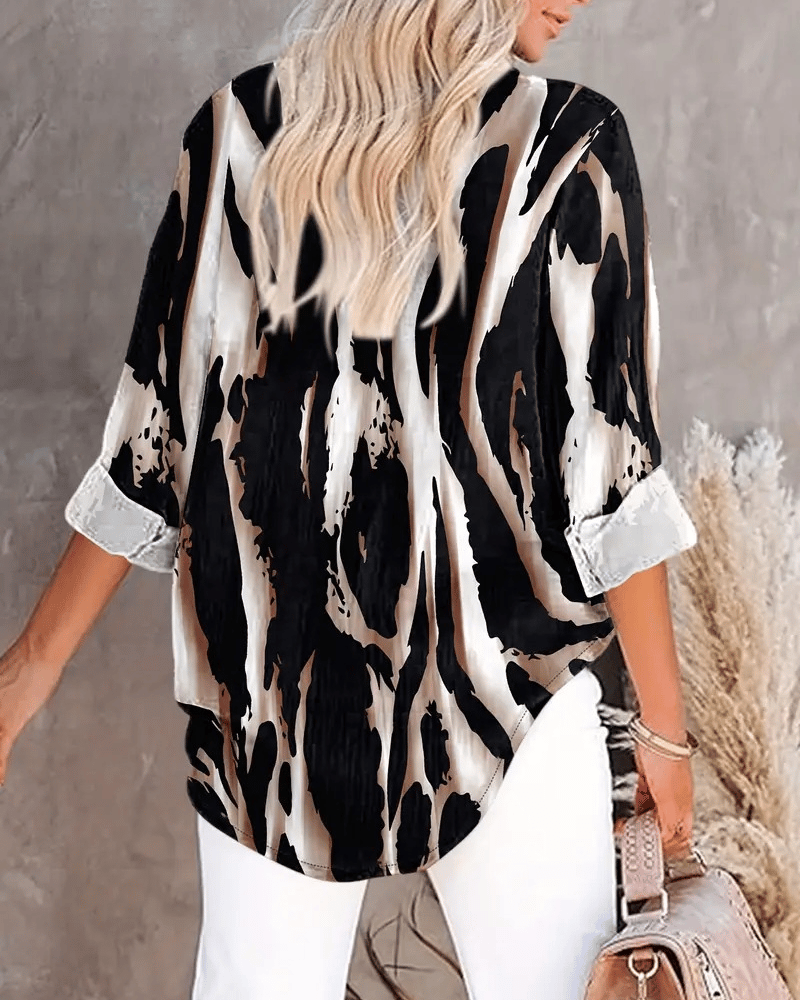 Saskia | Printed High-Neck Blouse