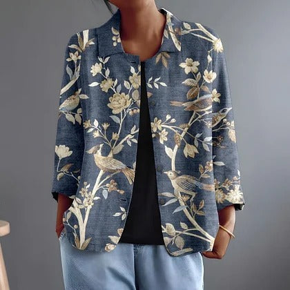 Oriella | Blue Bird-Print Blouse