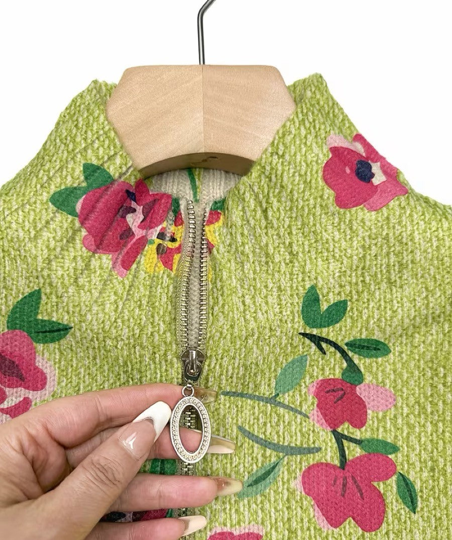 Constance | Pink Floral Zip Cardigan