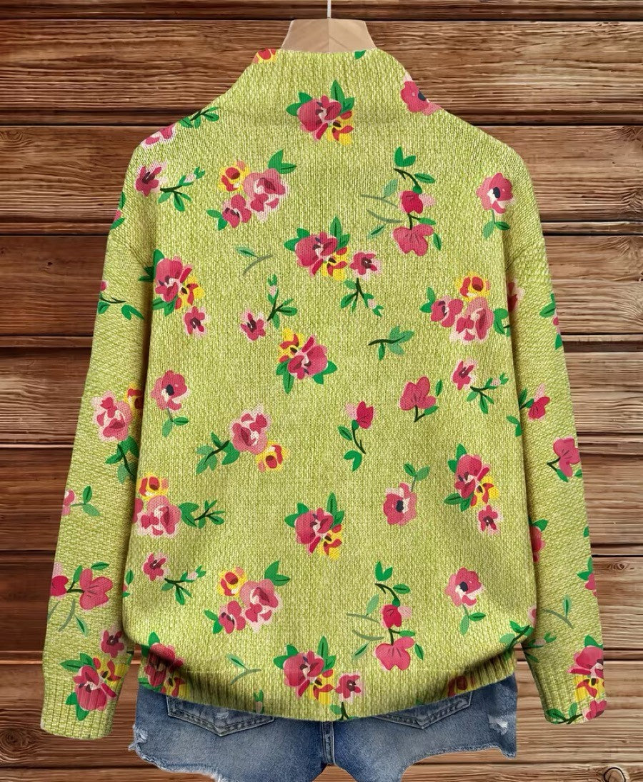 Constance | Pink Floral Zip Cardigan