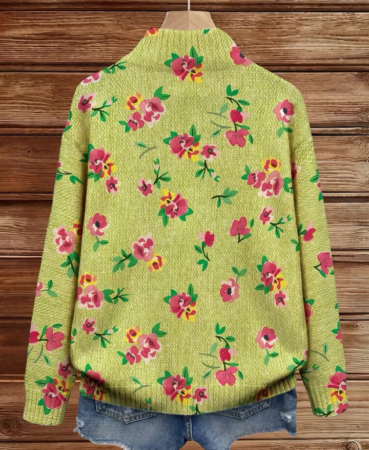 Constance | Pink Floral Zip Cardigan
