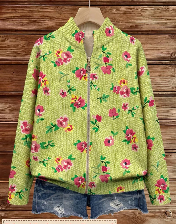 Constance | Pink Floral Zip Cardigan